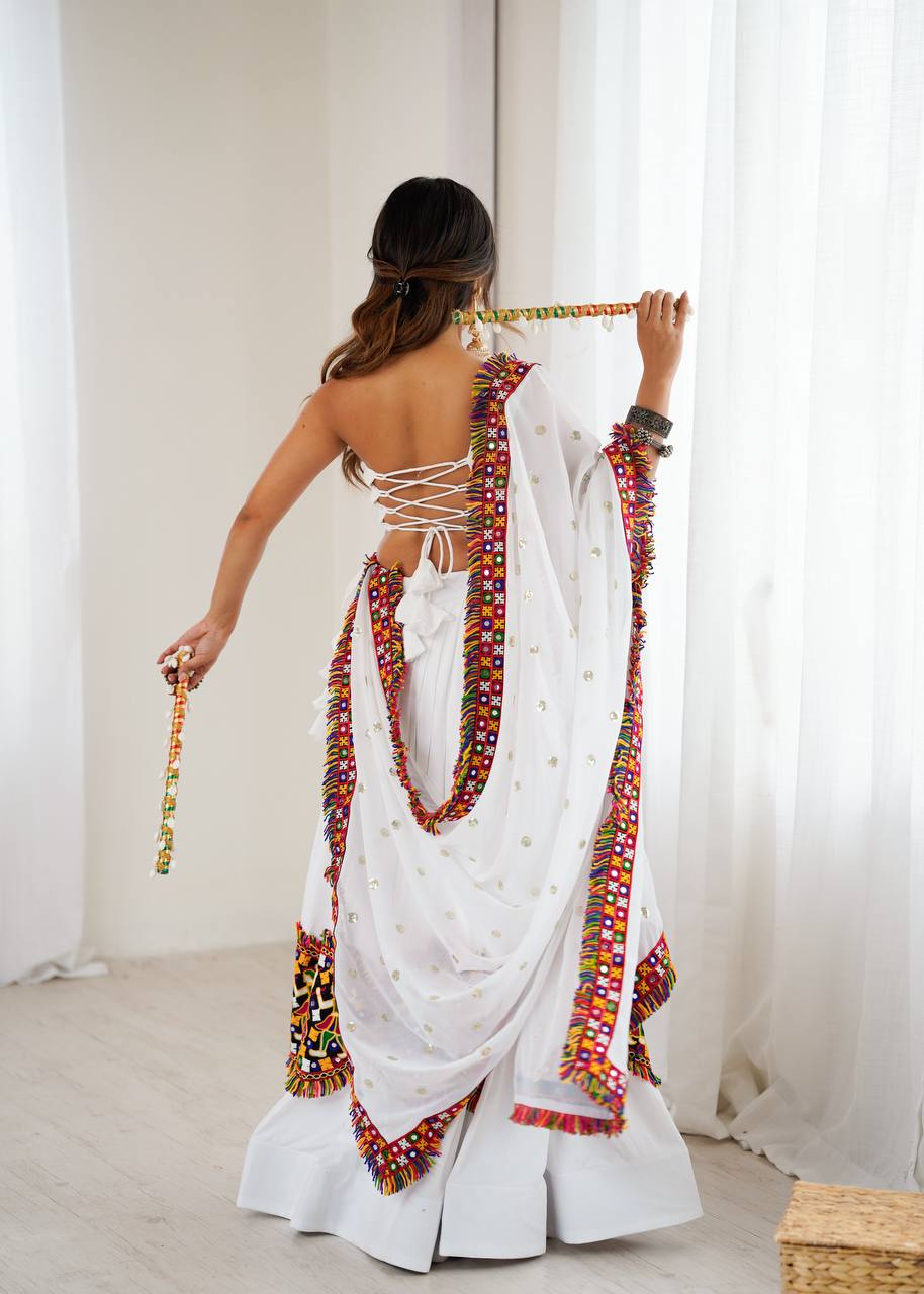 Heavy Rayon Lehenga Choli with Gamthi and Real Mirror Work